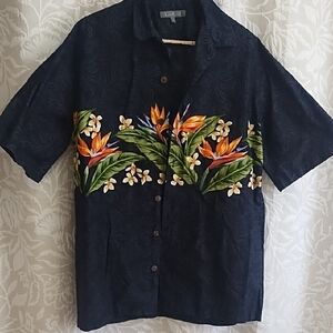 Men's Navy Floral Button-Down Shirt